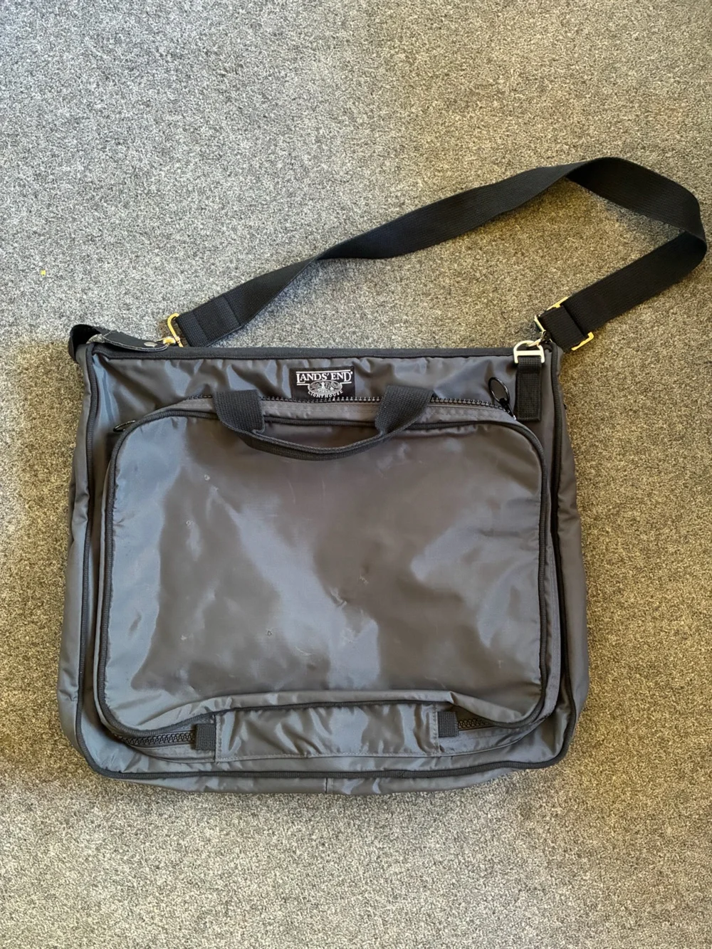 Lands' End lighthouse Black/Gray Garment Bag with Shoulder Strap